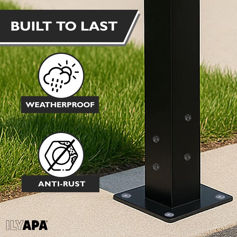 Ilyapa Black Mailbox Post Mount Base Plate Mounting Bracket - Works with Mailboxes - No Wood Required, Slides Over Bracket 43x4x4 - (8x8x7 in.) - Image 4